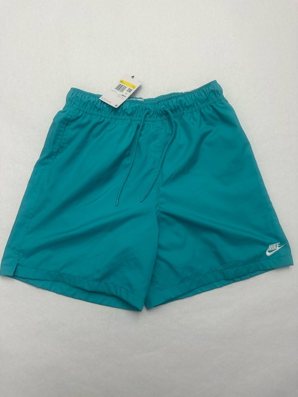 Nike Men's Mesh Shorts Teal Logo Pockets Drawstring Regular Fit Size Small